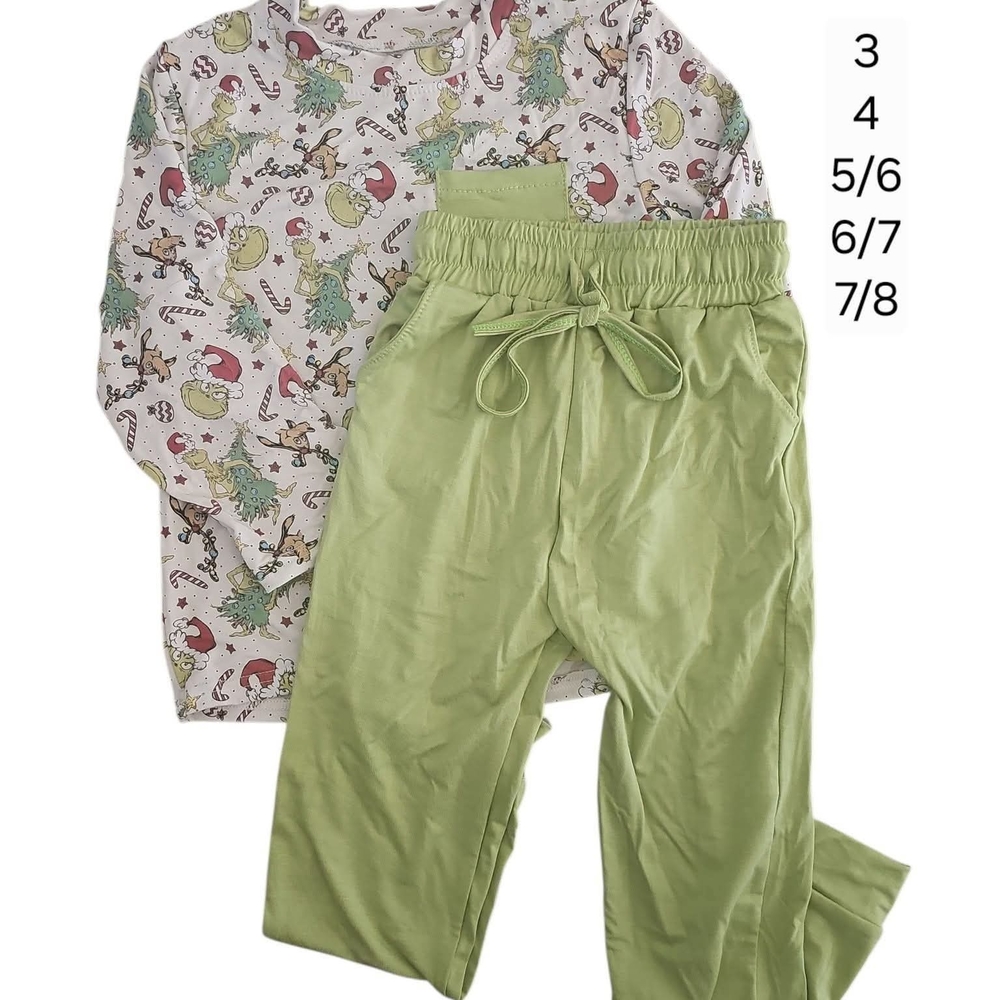 Kids Pajamas Set with Green Pants - GREEN GUY GRINCH